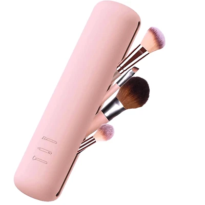 CAMILLE COSMETICS Make-up Pinselhalter hellrosa Silikon - Reisehalter Etui - Weihnachtsgeschenk