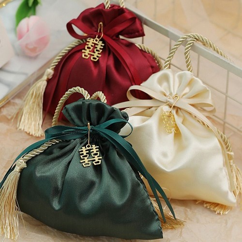 Chinese Style Drawstring Bag Wedding Birthday Gift Packing Candy Pouches - Picture 8 of 10