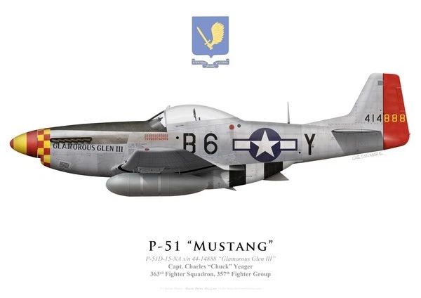 Print P-51D Mustang "Glamorous Glen III", Chuck Yeager, 357th FG (par G. Marie)