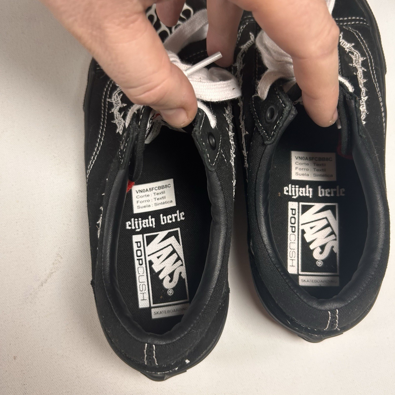 Size 9.5 Elijah Berle x Vans Skate Old Skool Black Mens Worn Once RARE Y2k Flame image 5
