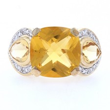 Sterling Simulated Citrine  Cubic Zirconia Ring - 925 Gold Plated 7.95ctw Sz 7