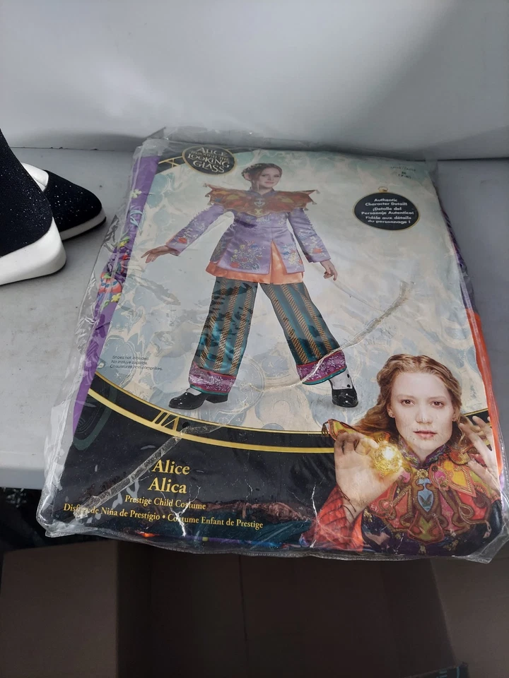 Disney Alicia a través del espejo Disfraz de lujo Niñas Mediano 7/8 zapatos inc Foto 2 de 4