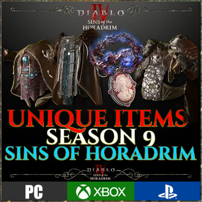 DIABLO 4   ALL UNIQUE ITEMS   SEASON 9 SINS OF HORADRIM   KEPELEKE   D4 PSN