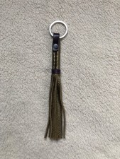 NWOT Gold And Purple Thick Leather Fringe Tassel Silver Tone Keychain Bag Charm