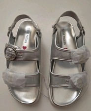 Steve Madden Kids Girls Steph Silver Mesh Flat Sandal Little Kid Size 2 New