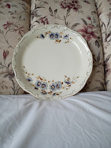 Zsolnay Hungary 11.5" Hand painted Round Platter W/Raised Floral Pattern & Gold 