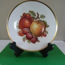 Vint Mitterteich Bavaria Decorative Salad Plate, Apple Strawberry With Gold Trim