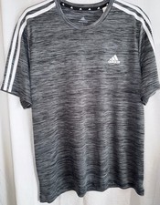 Adidas Aeroready Large Shirt Men  s Gray Primegreen Stripe Tee Athletic Gym