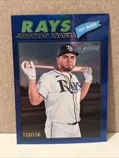 Jonathan Aranda 2025 Topps Heritage Blue Refractor #133/150 Rays