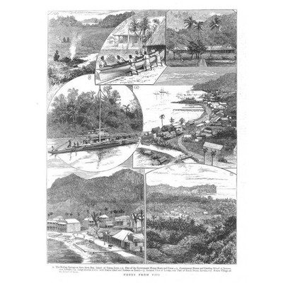 FIJI Scenes on the Island - Antique Print 1880