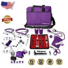 Nurse Essentials Kit - Stethoscope, BP Monitor, Otoscope - Purple