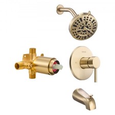 Tub and Shower Faucet Set, Complete with 5-Inch Rainfall Shower Head and Bathtub