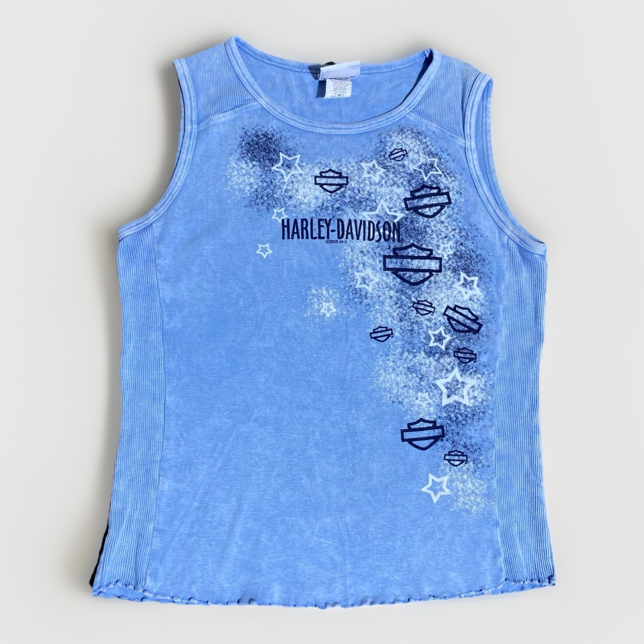 Harley Davidson Tank Top Womens Small Blue Eagle Logo Sleeveless Shirt Biker Y2K