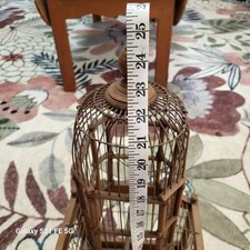 Collectable Wood Bird House 26" Painted Art Metal Tray Bottom  Metal H2O Holder