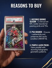 2023 Select Draft Picks Purple Lazer No. 102 C.J STROUD ROOKIE PSA 8