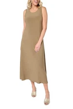 Attitudes by Renee Women's Como Jersey Tank Midi Dress Chocolate