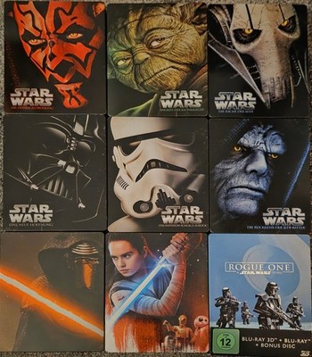 Star Wars Episode 1-8 Steelbook + Rogue One Steelbook Blu-ray 