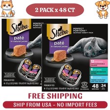 2 PACK Sheba Perfect Portions Pate Wet Cat Food, Seafood Variety, 2.6 oz, 24 ct