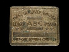 UB15119 VINTAGE 1970s AMERICAN BOWLING CONGRESS MOST IMPROVED AVERAGE BUCKLE