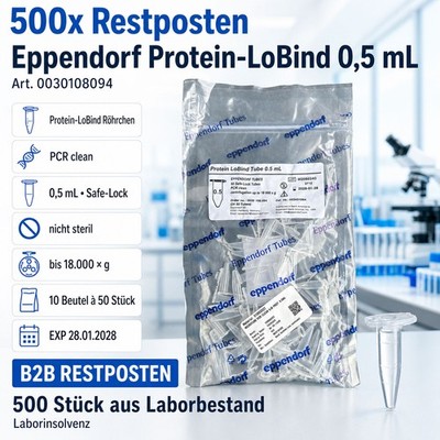 500 Eppendorf Zentrifugenröhrchen Tubes 0,5 mL Protein LoBind PCR clean