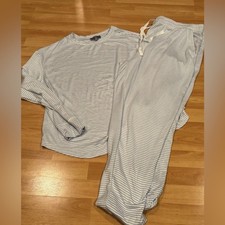 LOFT Light Blue Striped Pajama Set- XL