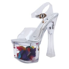 Womens Clear Transparent Super High Heel Platform Ankle Strap Dress Summer Shoes