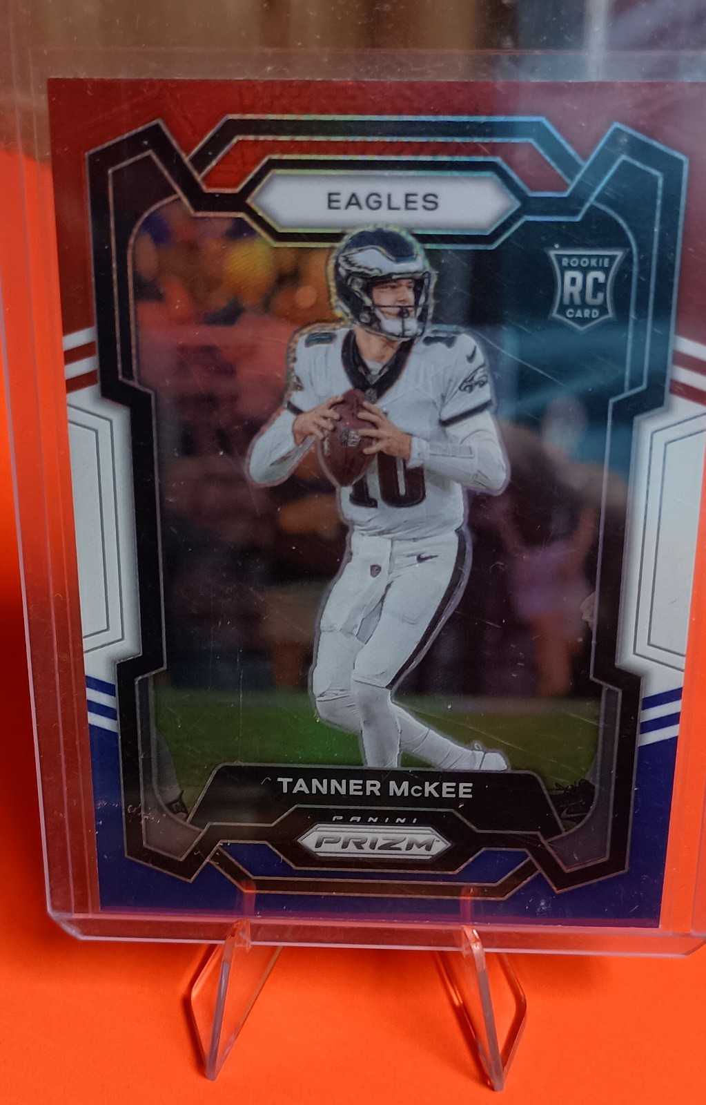 2023 Panini Prizm - Rookies Tanner McKee #383 Red White & Blue Prizm (RC)