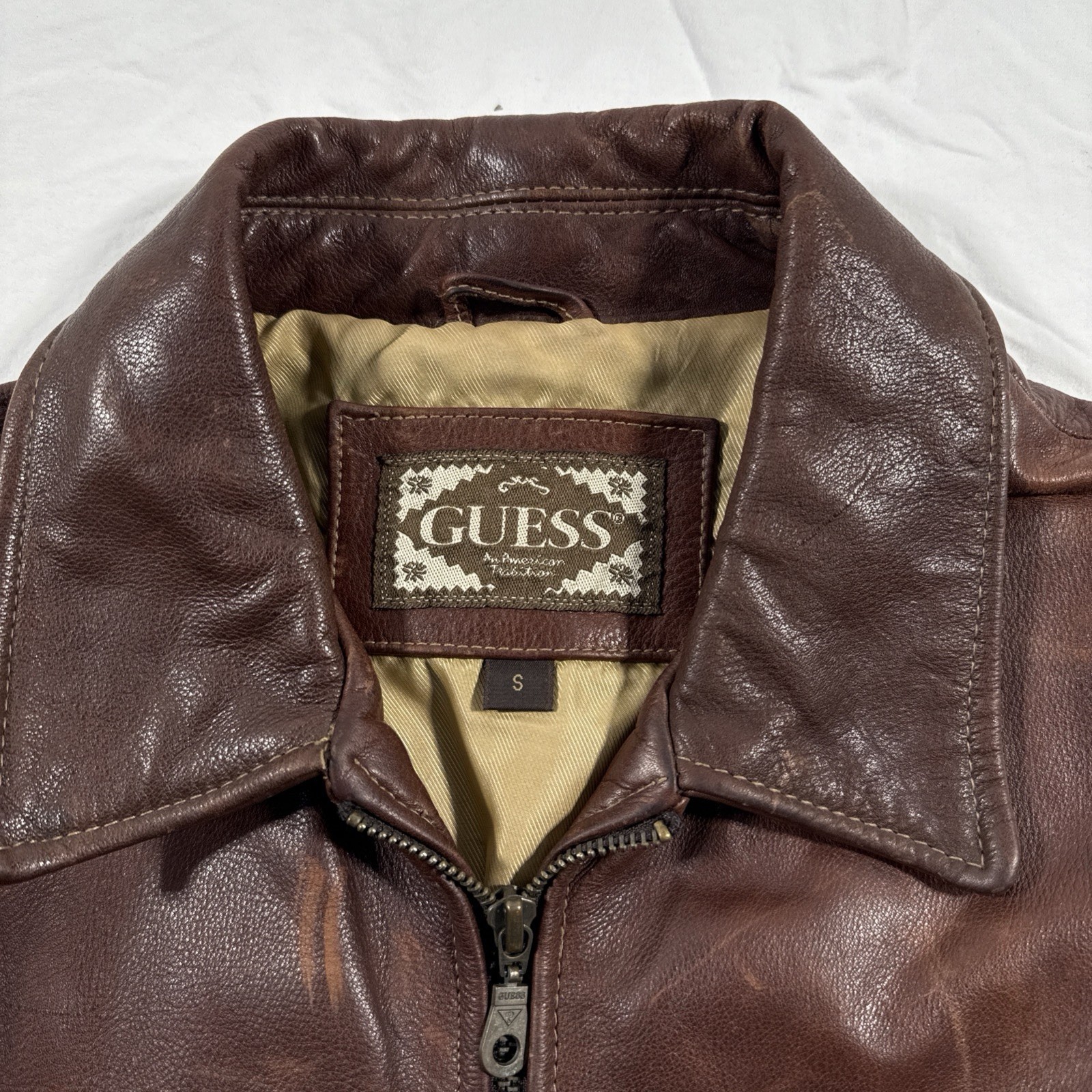 Guess Leather Jacket Brown Small - image 5