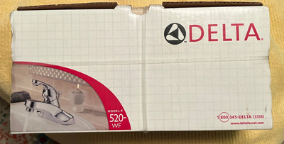 Delta Bath Faucet Model 520-WF New In Box Chrome Finished Fits 3 Hole Sink