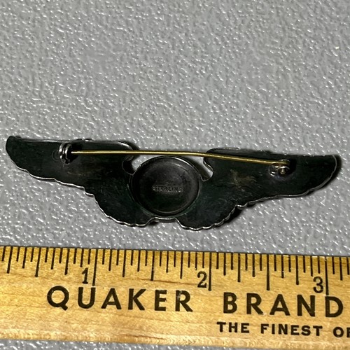 WW2 Korea US Army Air Force USAAF ~ 3" Sterling Silver ~ Enlisted Air Crew Wings - Picture 5 of 12
