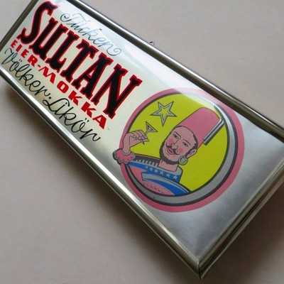 SULTAN Eier Mokka = Antikes Imoglas Schild Fürth um 1955 TOP Völker-Likör SELTEN
