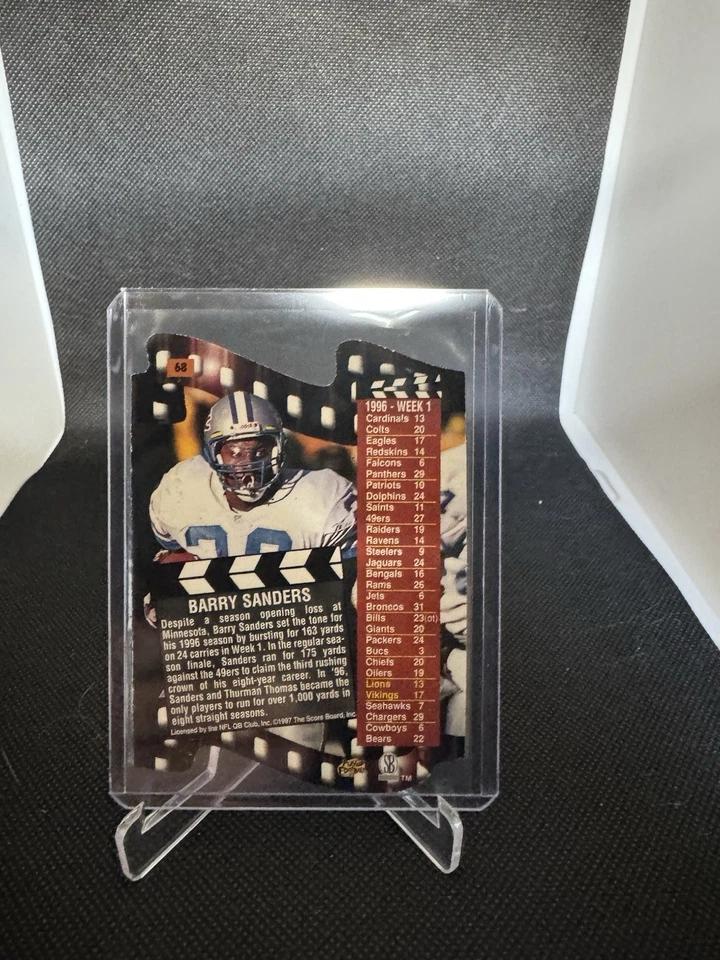 1997 Pro Line III DC “Week 1 Rewind” Barry Sanders #68 Detroit Lions HOF - Image 2 of 2