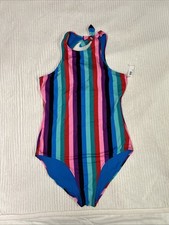 NWT Old Navy Striped One Piece Plus Size Swimsuit XXL Tall Built In Bra
