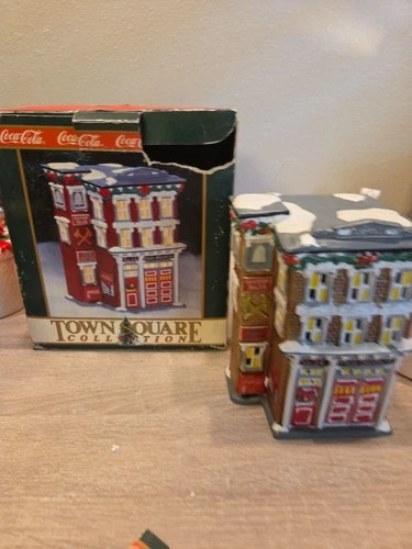 Coca Cola Vintage  Coke #14 Fire Station Town Square Collection Lighted