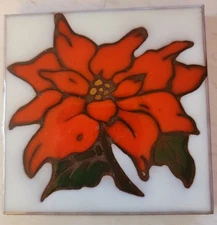 POINSETTIA TRIVET TILE  by Mag Mor Art Tiles Made in Santa Fe New Mexico