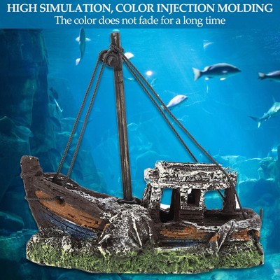 Resin Aquarium Artificial High Simulation Shipwreck Decoration Hide House Fish
