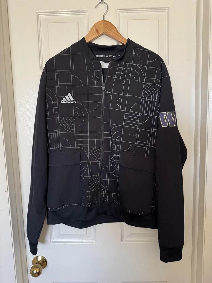 Chaqueta Washington Huskies Mujer XL Negra NCAA Adidas Cremallera Completa Playoff Verde Prima Foto 2 de 4