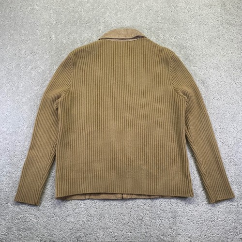 Vintage Coldwater Creek Leather Jacket Womens Large Tan Zip Up Wool Blend Sleeve - Picture 6 of 11