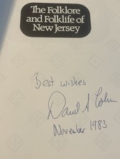 David Steven Cohen The Folklore And Folklife Of New Jersey Rare Signed Book David Steven Cohen The Folklore And Folklife Of New Jersey Rare Signed Book