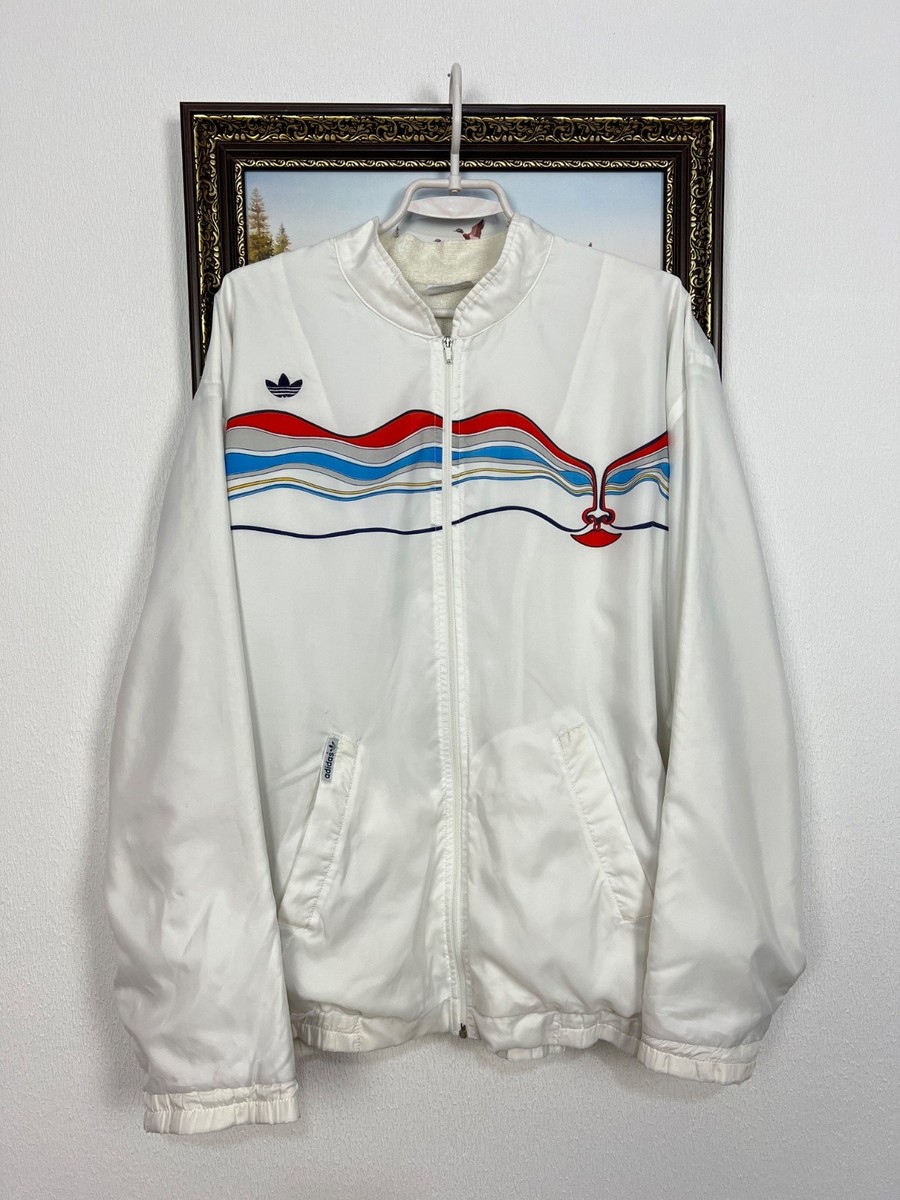 Vintage 80's Adidas Ivan Lendl Tennis White Jacket Mens Track Top