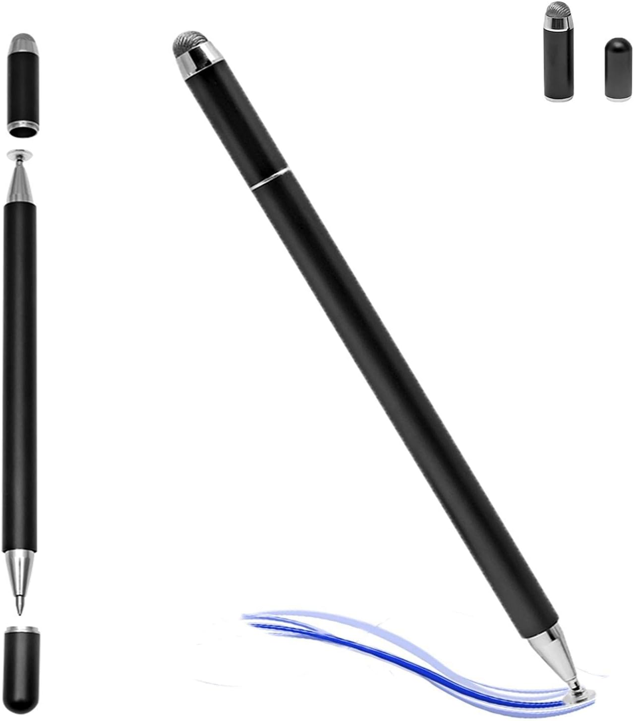 3-in-1 Stylus Pen for iPad with Ballpoint, Fiber Tip & Clear Disc