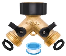 1/2/4 Pack Hose Splitter, 2 Way Heavy Duty Brass Garden Hose Splitter, for 3/..