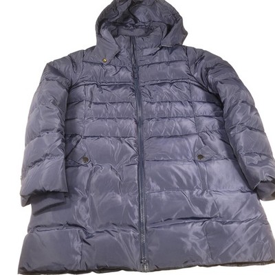 Obosoyo Coat Womens Blue Hooded Down Puffer Quilted Mid Length Warm