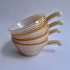 SET OF 4 Fire King Peach Lustre Beehive Handled Soup Bowls EXCELLENT