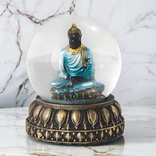 3"H Buddha Meditating Snow Globe Ornament Home Decor Unique Gift