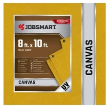 JobSmart 8X10 10OZ Heavy-duty Outdoor Canvas Tarp, 8 ft. x 10 ft. Yellow