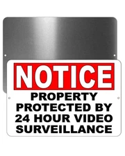 Warning Property Protected By 24 Hour Video Surveillance Sign / Decal  Security
