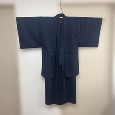 Boro Japanese Kimono Aged Textile Robe Aged Old Elegant Plain Black Colour Japan