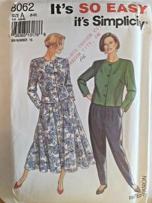 Simplicity 8062 Pants Skirts Top Sewing Pattern Ladies 8-20 Plus UC Easy Modest