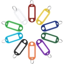 Tough Plastic Key Tags with Split Rings Label Window Assorted Colors 40 Pack